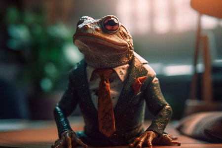 Frog in a suit. Generative AI illustratorの素材