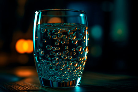 A glass of water is on the table. Generative AI illustratorの素材