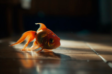 The goldfish walks around the house. Generative AI illustratorの素材