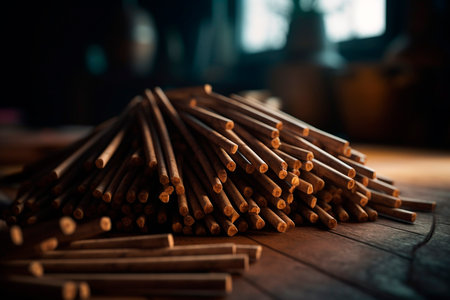 Long wooden sticks. Generative AI illustratorの素材
