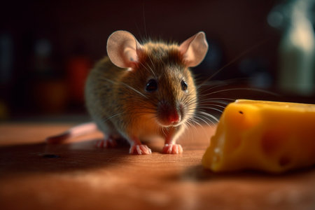 Mouse and a piece of cheese. Generative AI illustratorの素材