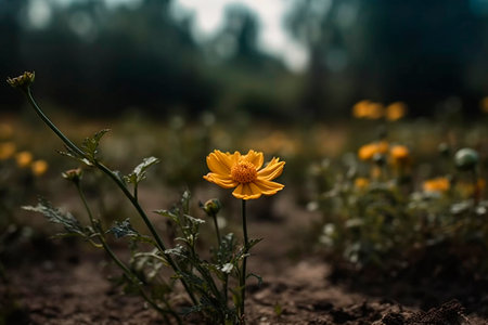 Yellow flower in the field. Generative AI illustratorの素材