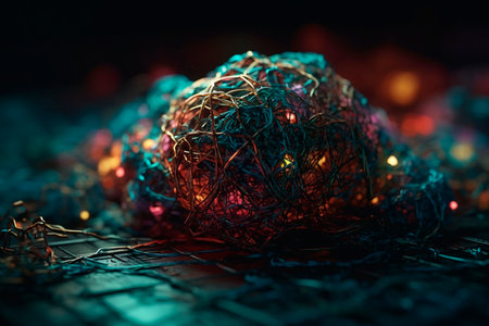 Network and light bulbs. Generative AI illustratorの素材