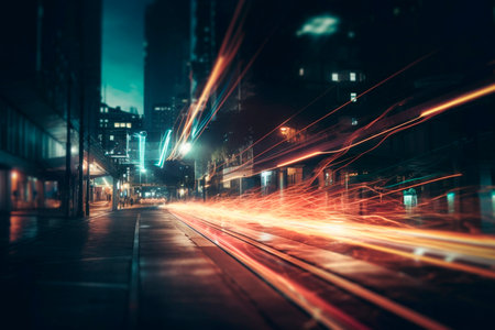 City and light lines. Generative AI illustratorの素材