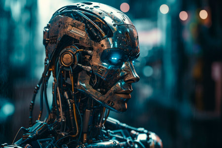 Modern humanoid robot. Generative AI illustratorの素材