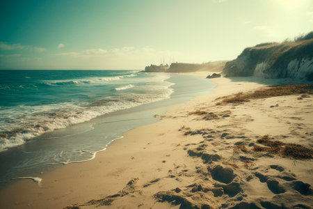 sandy seashore. Generative AI illustratorの素材