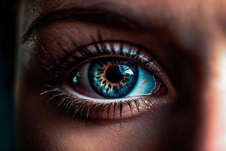 Blue human eye close up. Generative AI illustratorの素材
