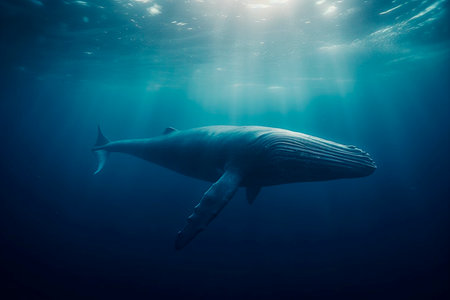Blue whale in the ocean. Generative AI illustratorの素材