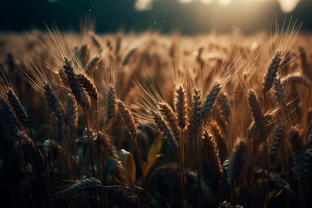 Ripe wheat field. Generative AI illustratorの素材