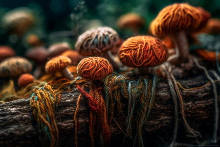 Thread mushrooms. Generative AI illustratorの素材