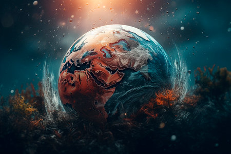On the earth is a globe. Generative AI illustratorの素材