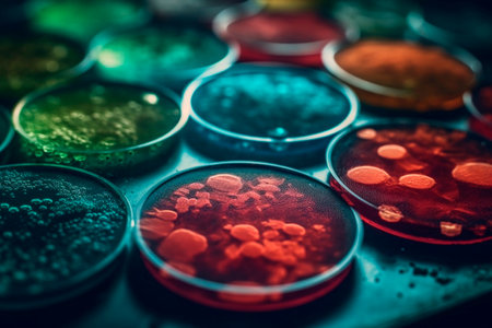 Petri dish with microbes. Generative AI illustratorの素材