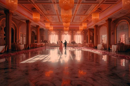 Pink wedding hall. Generative AI illustratorの素材