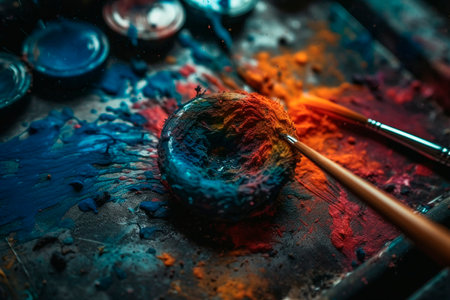 Brush and paints. Generative AI illustratorの素材