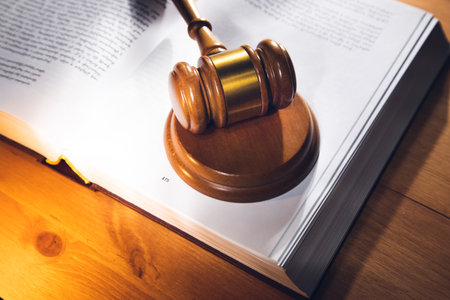 wooden gavel and book on the wooden table