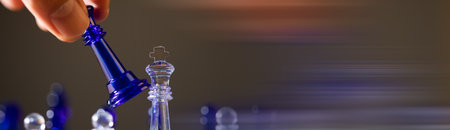 Business man hands planning strategy with chess figures.の写真素材