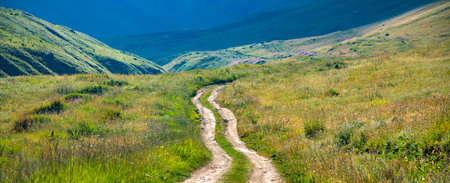 Beautiful summer landscape with road in the mountains
