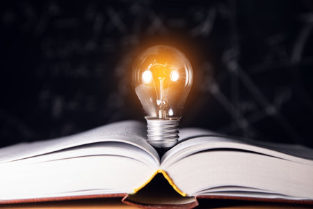 Light bulb on the open book, Idea concept for innovation ideaの写真素材