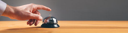 man finger on the call button