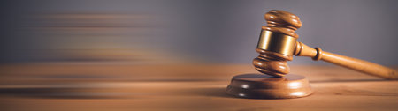 Law concept, Judges gavel on wooden background.の写真素材
