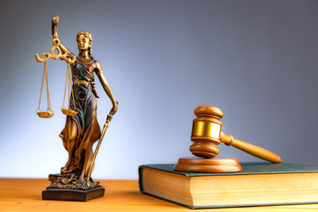 Judge hammer, lady justice and books. Law conceptの写真素材