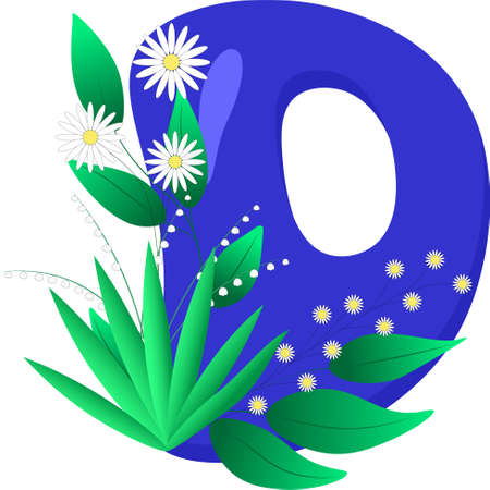 typography letter d with the design of tsuves and leavesのイラスト素材