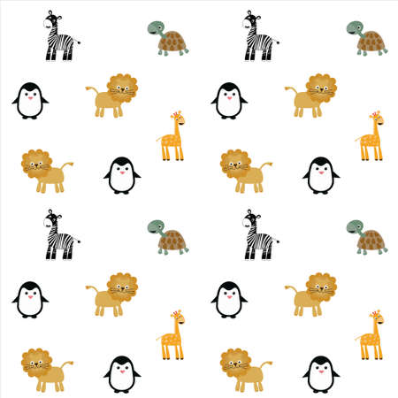 Seamless pattern with wild animals, a pattern for creating and painting.のイラスト素材