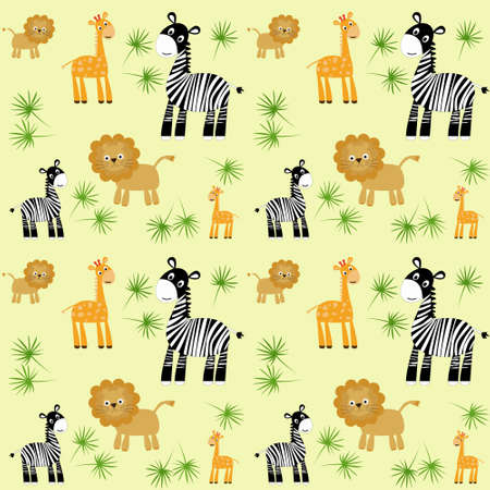 Seamless background with wild animals. Vector illustrationのイラスト素材