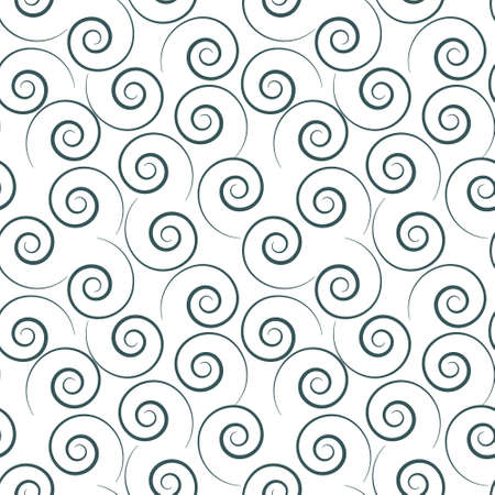 Seamless linear pattern with thin curl lines and scrolls, vector.のイラスト素材