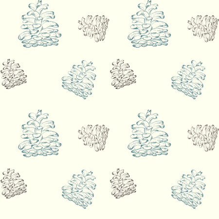 Seamless background with pine cones. Pine cones repeating pattern. Vector. Background for design and packaging.の写真素材