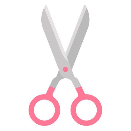 Stationery portable scissors flat icon illustration. Item to be cut. Scissors for school, office or creator.のイラスト素材