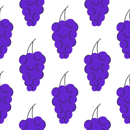 Bunches of purple grapes seamless pattern. Background with doodle berries. Template for fabric, packaging and designのイラスト素材