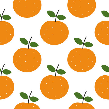 Tropical seamless pattern with oranges vector illustration. Background with fruits, organic healthy food. Template for packaging, fabric and designのイラスト素材