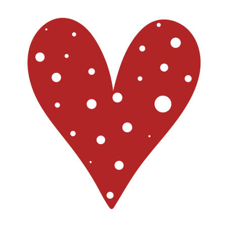 Red heart interspersed isolated vector illustration. Single heart hand drawn. Symbol of love and romanceのイラスト素材