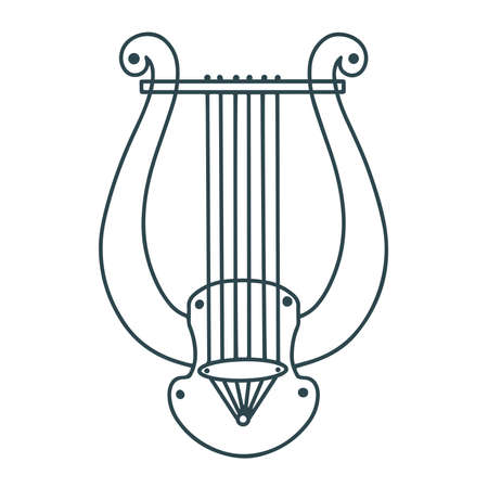 Greek harp musical instrument vector illustration. Beautiful string instrument melodic sounding isolated object doodle styleのイラスト素材