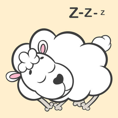 Sleeping lamb vector illustration. Cute animal character isolated object. young sheep clipart cartoonのイラスト素材