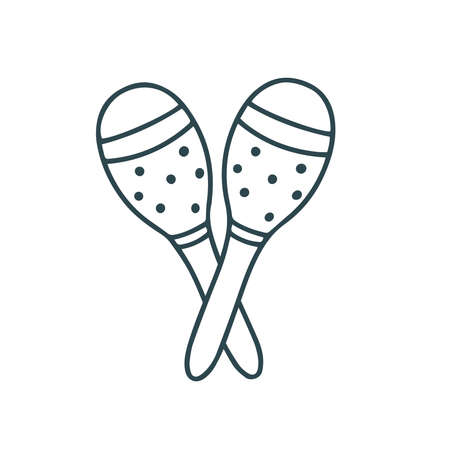 Maracas doodle style vector illustration. Ancient shock-noise musical instrument. Latin American music symbol isolated objectのイラスト素材