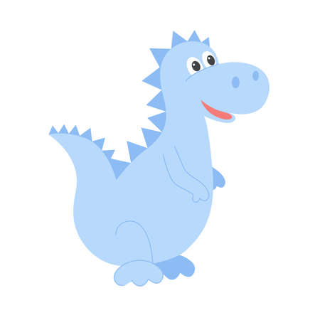 Cute baby dinosaur vector illustration. Blue kind abstract dino isolated icon. Child character smilingのイラスト素材