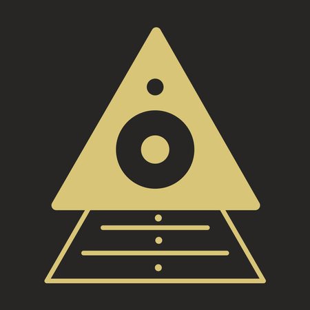 Triangular golden magic symbol isolated vector illustration. Geometric esoteric element. Gothic sign for witchcraftのイラスト素材