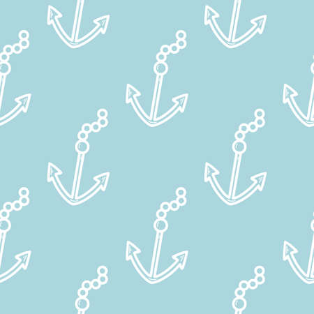 Baby pattern with sea anchors vector illustration. Seamless blue water background. Print for textiles, wallpaper, packaging and design. Delicate pastel templateのイラスト素材