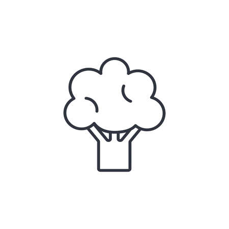 Broccoli line icon isolated vector illustration. Single black contour vegetable on white background. Healthy organic food simple silhouetteのイラスト素材