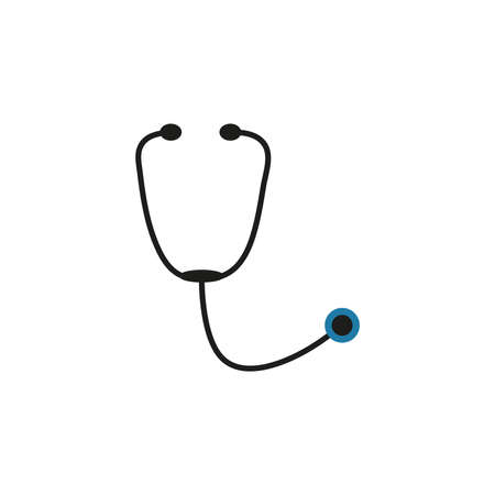 Stethoscope line icon vector illustration. Medical device for listening to heartbeat. Research into human heart disease. Cardiology logo simple flat web elementのイラスト素材