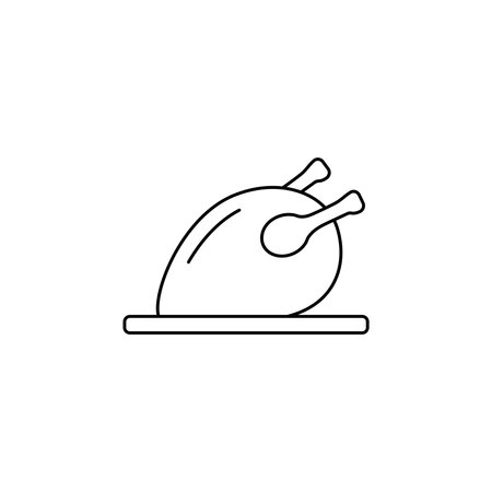 Grill chicken line icon vector. Grilled chicken black outline simple isolated image. Logo cooked chicken carcass. Web element meat foodのイラスト素材