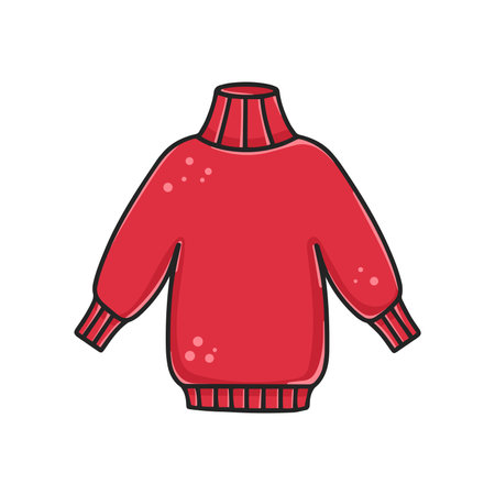 Knitted sweater clipart. Warm wool jacket cartoon isolated vector. jumper illustration. Clothing item for autumn and winterのイラスト素材