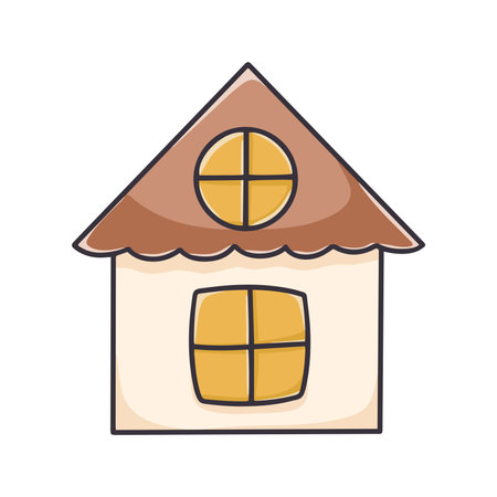 Hand drawn house cartoon clipart. Home isolated vector illustration. Residential simple buildingのイラスト素材