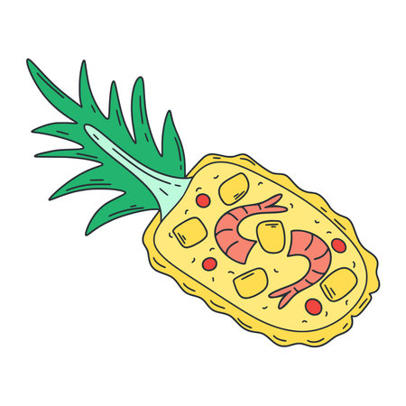 Rice with shrimps in pineapple vector illustration. Asian food. Exotic Seafood Dish Clip Artのイラスト素材
