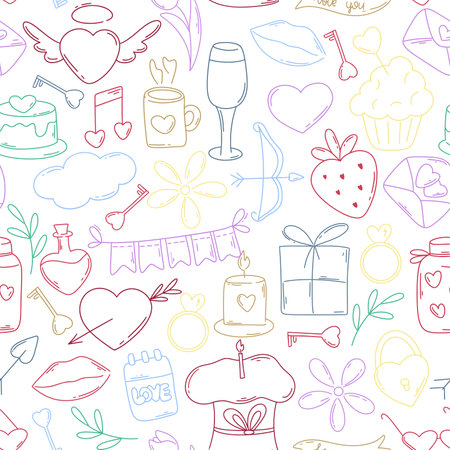 Seamless pattern with Valentine's day elements. vector illustration.のイラスト素材