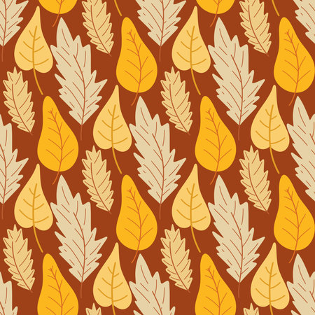 Seasonal autumn leafy seamless pattern. Background falling leaves. Botanical print for textiles, wallpapers, digital paper and design, vector illustrationのイラスト素材
