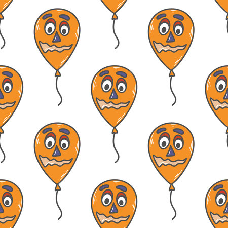 Balloon with faces seamless pattern. Background with balloons characters. Print for textile, paper, packaging, textile and design, vector illustrationのイラスト素材