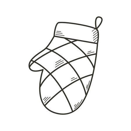 Kitchen dumpling doodle sketch style clip art. Simple hand drawn pot holder. Ink sketch of kitchen item, rendered vector illustrationのイラスト素材